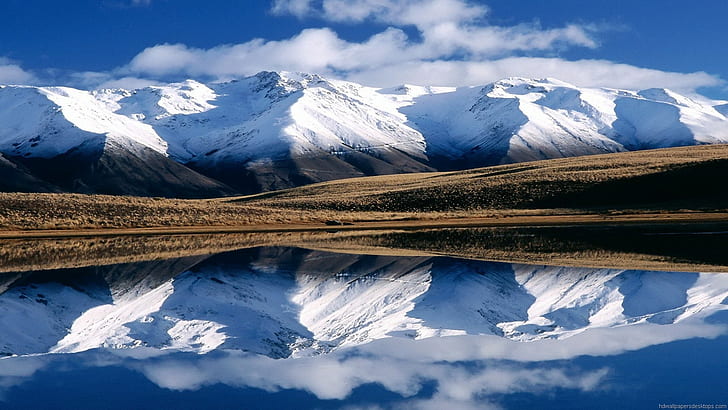 nature, landscape, New Zealand, mountains, clouds, hills, water, HD wallpaper