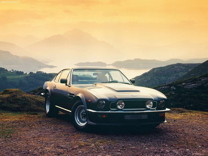black Ford Mustang coupe, car, off-road, landscape, mountains
