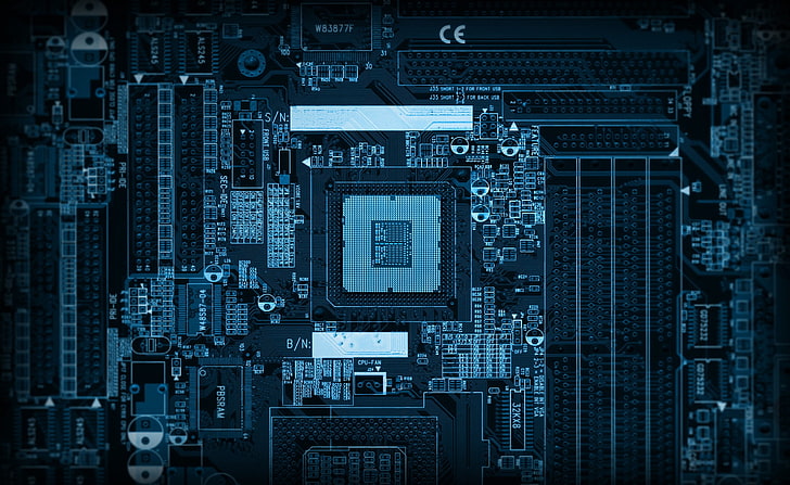 Motherboard, green circuit board, Computers, Hardware, technology, HD wallpaper
