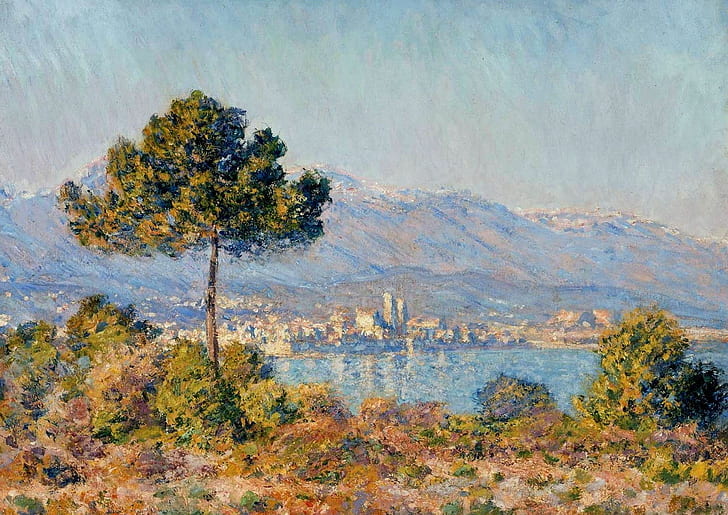 landscape, picture, Claude Monet, View of Antibes from the Plateau Notre-Dame, HD wallpaper