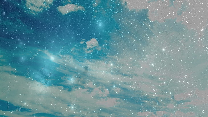 azul, cielo, estrellas, naturaleza, nubes, HD wallpaper