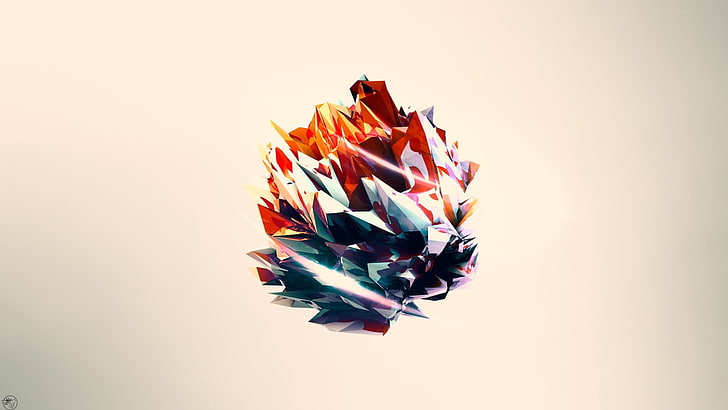 multicolored crystal illustration, abstract, artwork, simple background