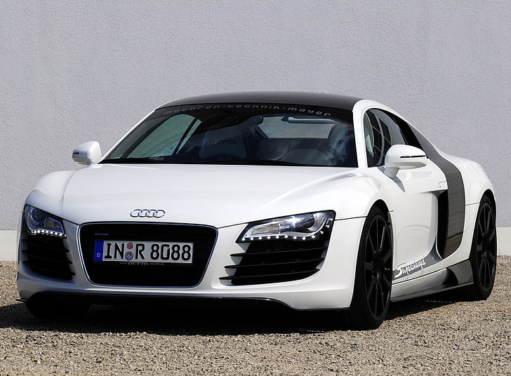 MTM Audi R8R Supercharged, white and black coupe, Cars, mode of transportation, HD wallpaper