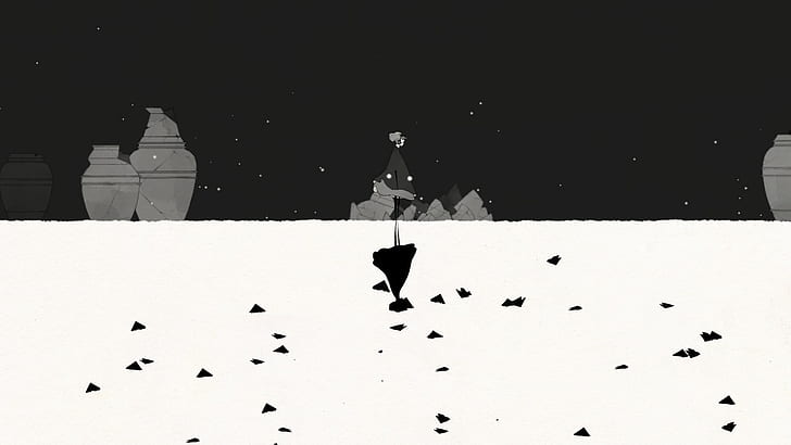 PC gaming, games art, monochrome, video games, Gris (Video Game)