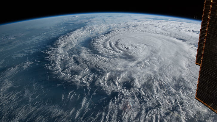 nasa, hurricane, typhoon, cyclone, storm, cloud, ocean, hurricane florence, HD wallpaper
