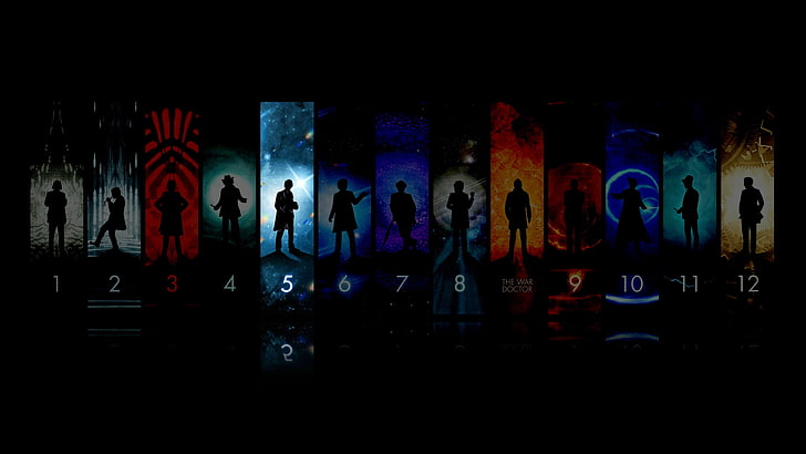 12-panel silhouette photo set, Doctor Who, group of people, real people