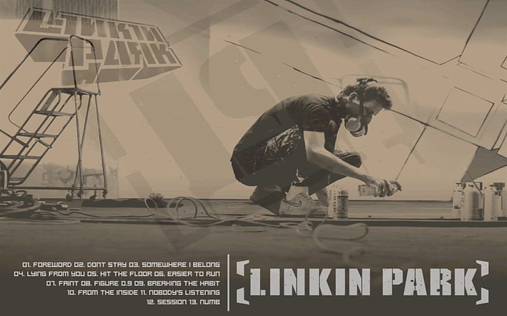 Linkin Park poster, cover, name, list, songs, men, people, manual Worker, HD wallpaper