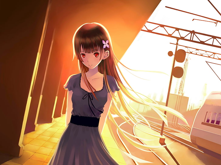 HD wallpaper: animated woman illustration, sankarea, girl, sunset, railway  station | Wallpaper Flare