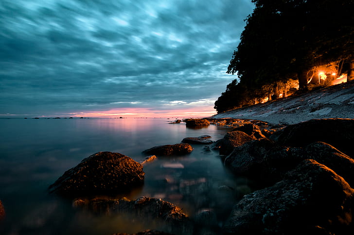 time lapsed photography of clouds, On the shore, Visby, Gotland, HD wallpaper
