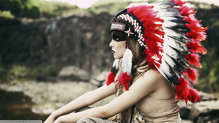 native americans indian women headdress, one person, adult, HD wallpaper