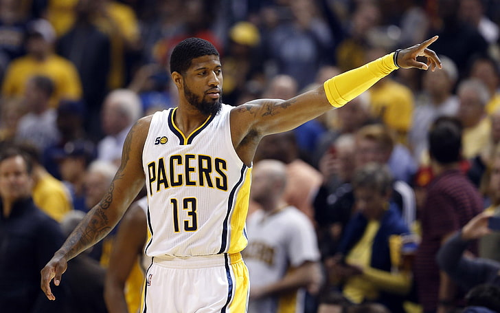 Download Indiana Pacers Paul George Team Logo Wallpaper