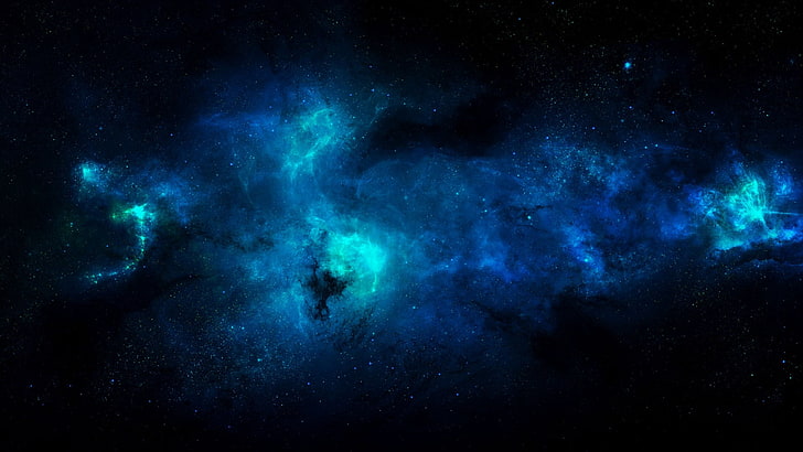blue and green galaxy illustration, space, stars, nebula, space art