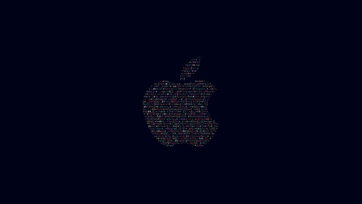 Apple, Apple logo, Code, Dark background, Black, Minimal, HD, HD wallpaper