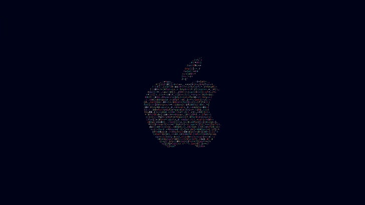 Dark background, Black, Code, Minimal, Apple logo, 4K HD wallpaper