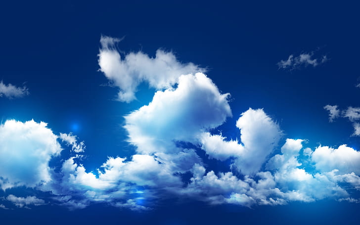Blue Sky and Clouds, background, photo, nature, HD wallpaper