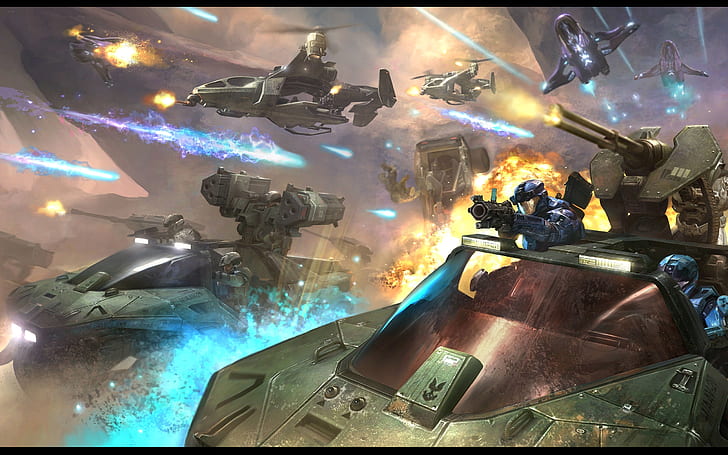 video games, Halo, Halo Reach, Warthog, machine gun, grenade launchers, HD wallpaper