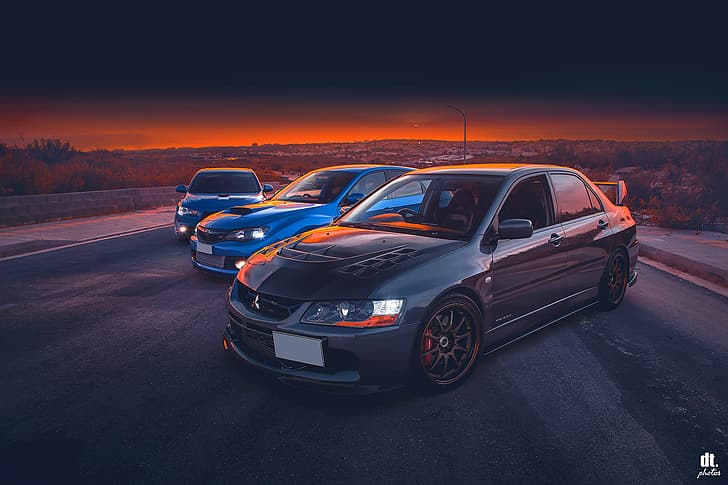 car, Mitsubishi, Mitsubishi Lancer Evolution IX, Subaru Impreza, HD wallpaper