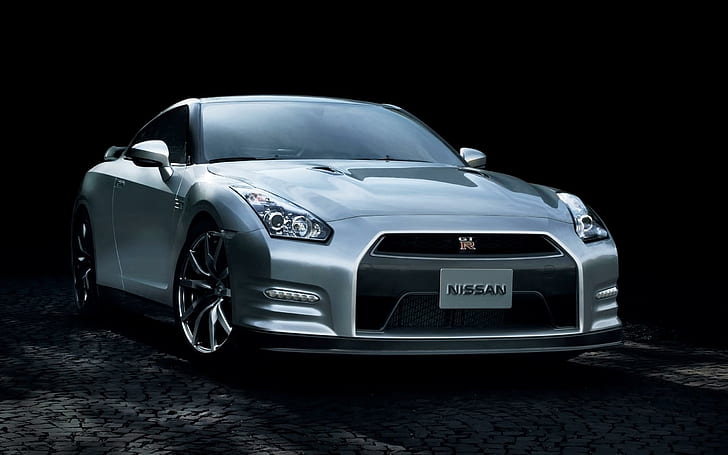 Nissan GT R 2014, grey nissan coupe, cars