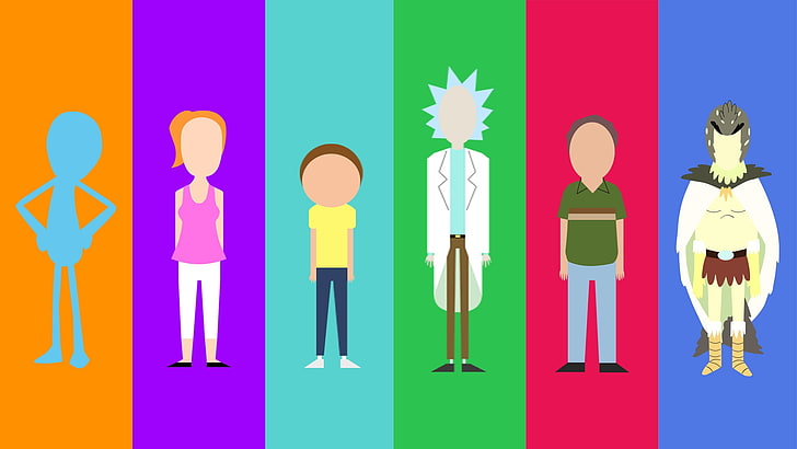 Rick and Morty characters, minimalism, cartoon, Rick Sanchez