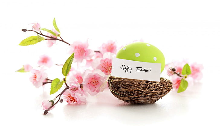 Happy Easter Spring Flowers Eggs, happy easter, HD wallpaper