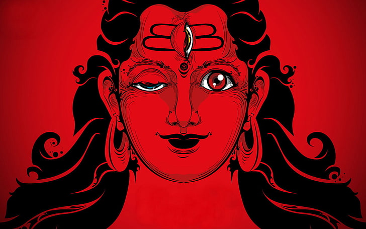 HD wallpaper: Lord Shiva Red Background, red and black Hindu deity painting  | Wallpaper Flare