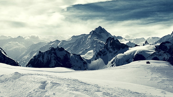 snow mountain ranges, mountain filled with snow, winter, landscape, HD wallpaper