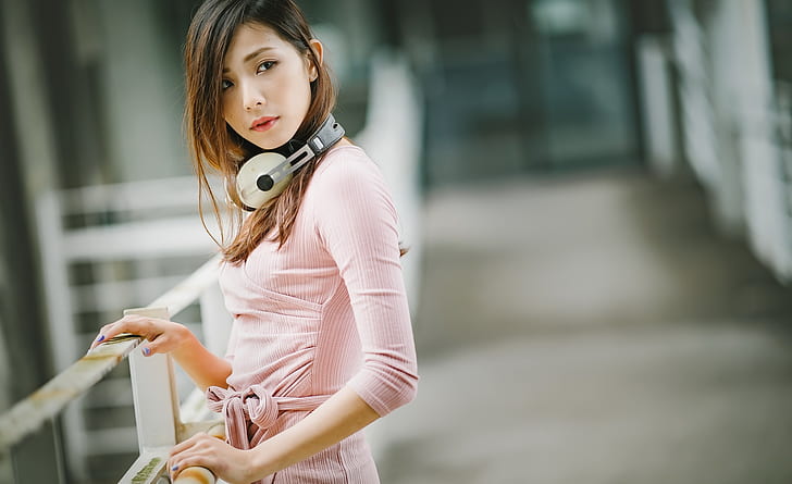 women, headphones, Asian, Sennheiser, HD wallpaper