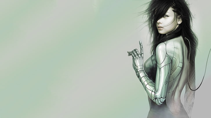 cyberpunk, women, one person, young adult, hairstyle, long hair, HD wallpaper