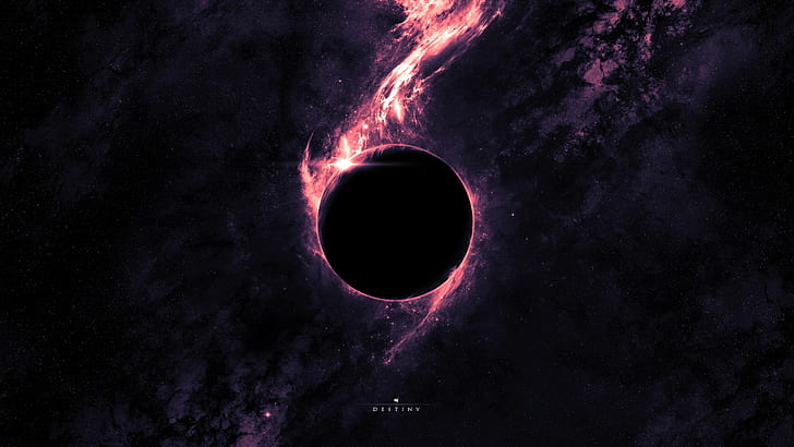 fantasy art, purple, space, black holes, planet, eclipse