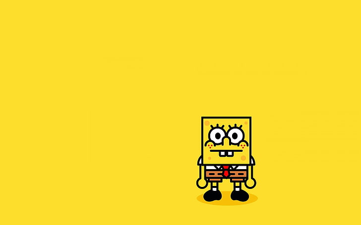 SpongeBob Squarepants, minimalism, simple background, yellow, HD wallpaper