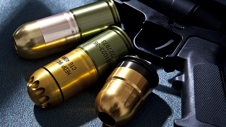 gun, ammunition, grenade launchers, 40MM Grenade, close-up, HD wallpaper