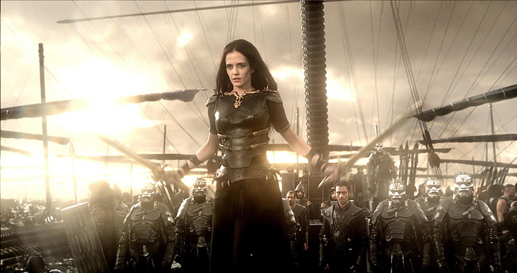 300, empire, eva, green, rise, adult, young adult, women, weapon, HD wallpaper