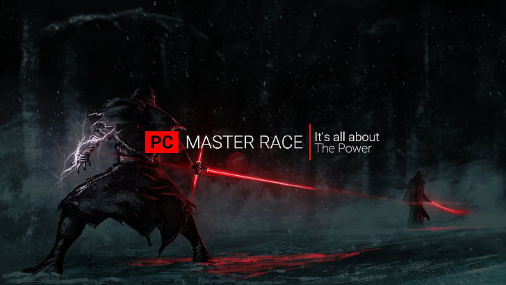 PC Master Race wallpaper, PC gaming, Sith, text, communication