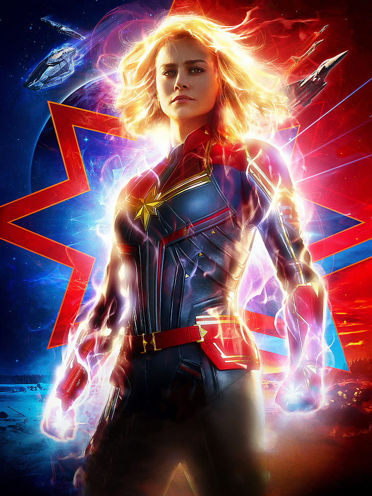 Captain Marvel, Marvel Cinematic Universe, Brie Larson, portrait display
