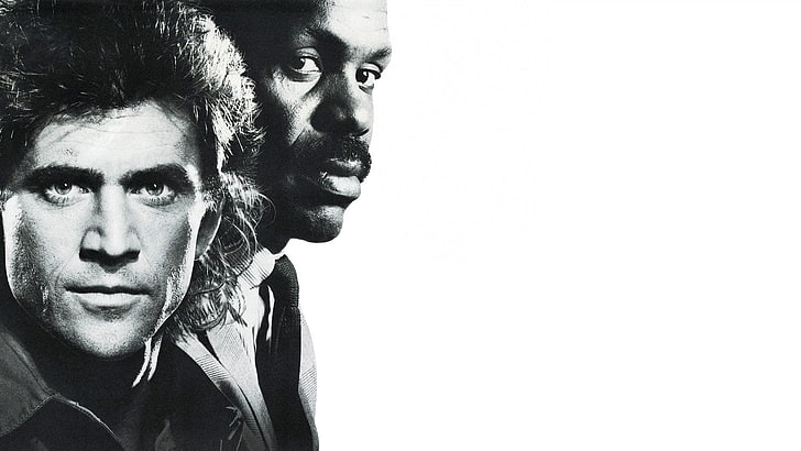 men, actor, face, movies, Lethal Weapon, Mel Gibson, Danny Glover, HD wallpaper