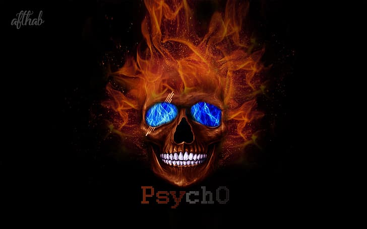 HD wallpaper: Skull Face, black background, fire, Psycho, Smile, Crazy Face  | Wallpaper Flare