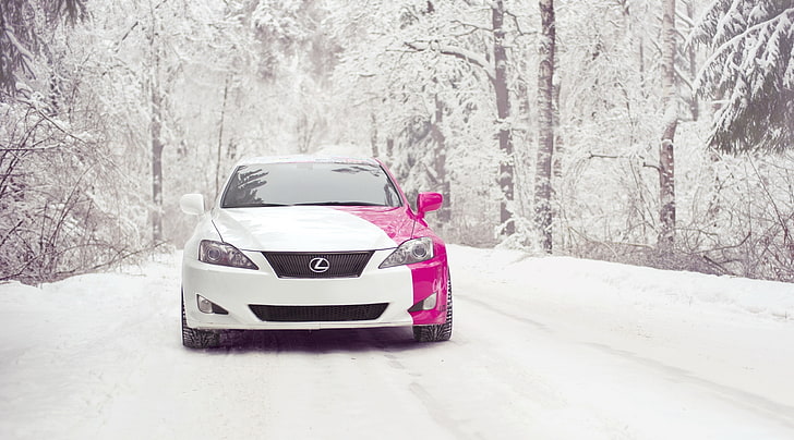 Hd Wallpaper Lexus Is 250 Snow White And Pink Lexus Car Cars Winter Tree Wallpaper Flare