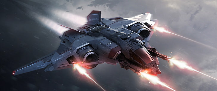 grey battle craft, spaceship, Star Citizen, Aegis Dynamics, video games, HD wallpaper