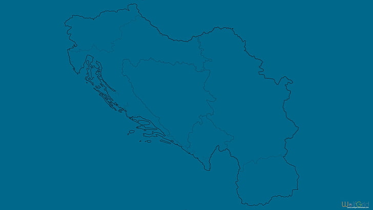 minimalism, map, Yugoslavia, no people, blue, nature, abstract, HD wallpaper