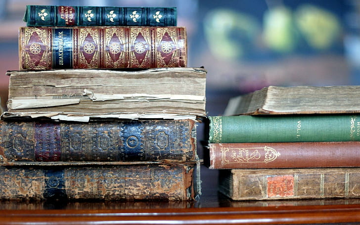 Vintage books, book lot, photography, 1920x1200, stack, HD wallpaper