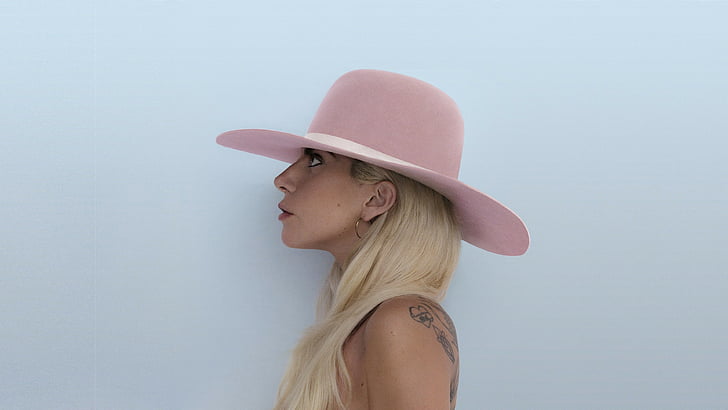 woman side view wearing pink hat, Lady Gaga, joanne, blonde, music