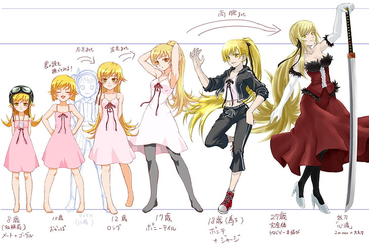 Kissdeath illustration, Monogatari Series, Oshino Shinobu, anime girls, HD wallpaper