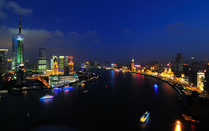 Shanghai Huangpu River, travel and world, HD wallpaper