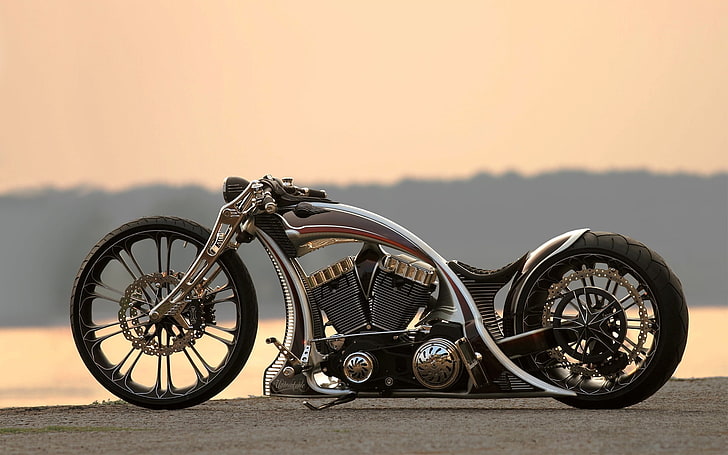 chrome and black cruiser motorcycle, bike, custom, unbreakable