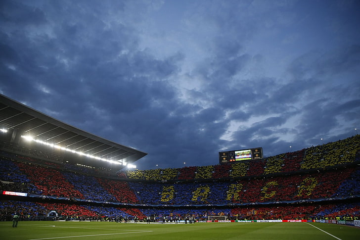 FC Barcelona, Camp Nou, soccer clubs, stadium, sport, sky, nature, HD wallpaper