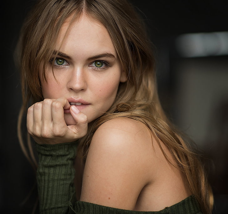 Anastasia Scheglova, women, face, model, green eyes, long hair, HD wallpaper