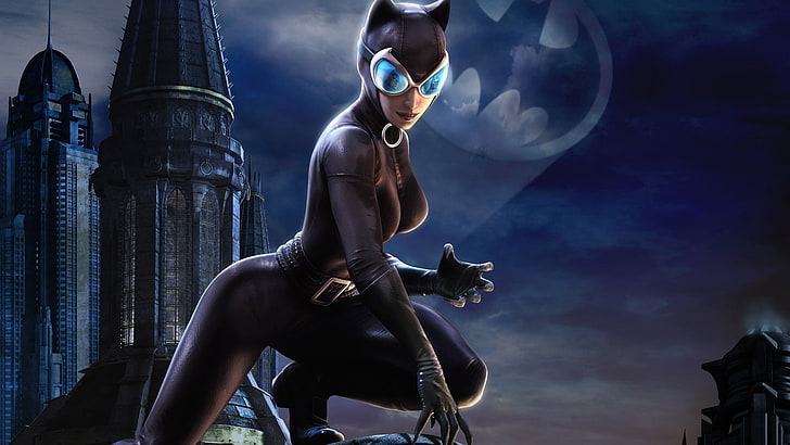Catwoman wallpaper, Batman, video games, DCUO, artwork, dark