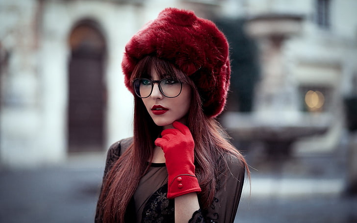 pretty girl pics 2560x1600, red, one person, glasses, young adult, HD wallpaper