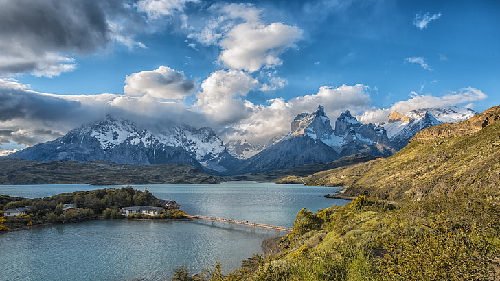 torres del paine national park, sky, highland, mountain, magallanes, HD wallpaper