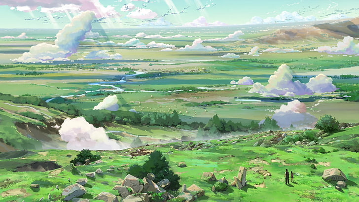 Premium AI Image | Rainbow Land. Anime Style Colorful Illustration